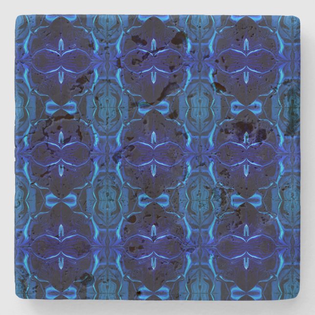 Porta-copo De Pedra Azul com traçados interligados 'flutuantes' (Frente)