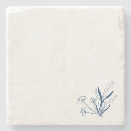 Porta-copo De Pedra Azul Floral Suave | Minimalista Costeira
