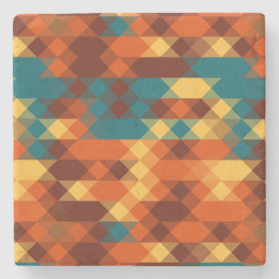 Porta-copo De Pedra Azul-turquesa, vermelho, laranja e geométrico amar