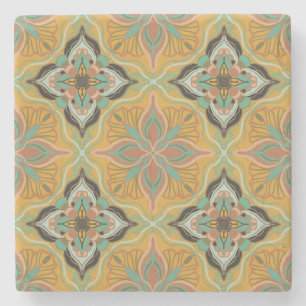 Porta-copo De Pedra Azulejo Amarelo Amarelo Watercolor Marroquino
