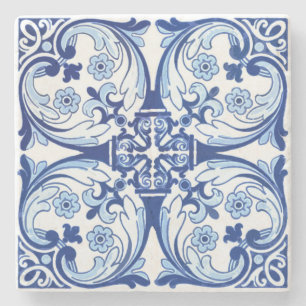 Porta-copo De Pedra Azulejo azul português