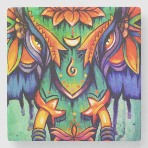 Porta-copo De Pedra Azulejo da mandala do PODER