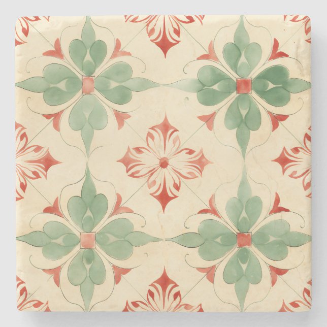 Porta-copo De Pedra Azulejo de Natal antigo (Frente)