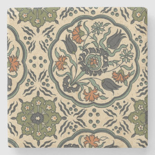 Porta-copo De Pedra Azulejo Floral Decorativo