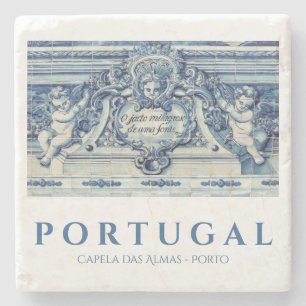 Porta-copo De Pedra Azulejos de paredes brancas e azuis portuguesas co