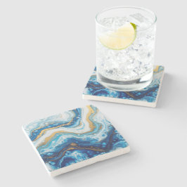 Porta-copo De Pedra Azulejos Decorativos de Arte Líquida Elegante - Az