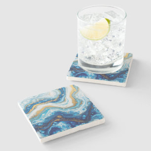 Porta-copo De Pedra Azulejos Decorativos de Arte Líquida Elegante - Az