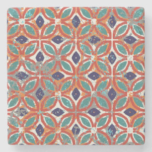 Porta-copo De Pedra Azulejos geométricos: origem étnica vintage.