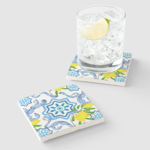 Porta-copo De Pedra Azulejos mediterrânicos, majolica, estilo Sicilian