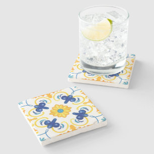 Porta-copo De Pedra Azulejos mediterrânicos, majolica, estilo Sicilian