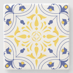 Porta-copo De Pedra Azure Bloom Cross Yellow