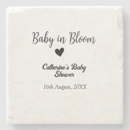 Porta-copo De Pedra Baby in bloom baby shower simple black heart date