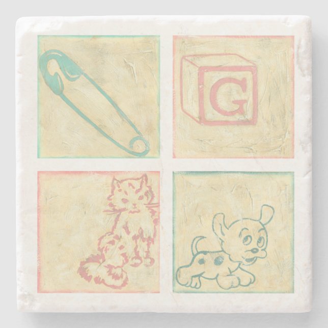 Porta-copo De Pedra Baby Picture Blocks por Chariklia Zarris (Frente)