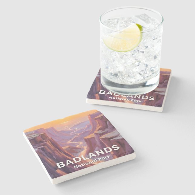 Porta-copo De Pedra Badlands National Park South Dakota Painting (Lateral)