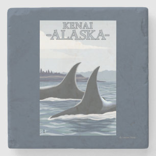 Porta-copo De Pedra Baleias #1 da orca - Kenai, Alaska