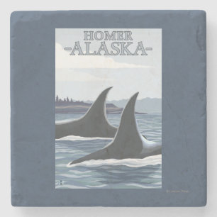Porta-copo De Pedra Baleias #1 da orca - local, Alaska