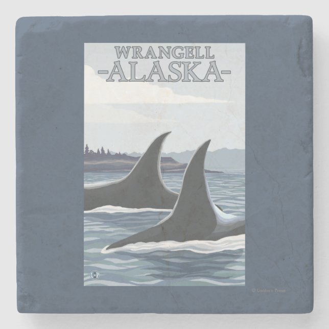 Porta-copo De Pedra Baleias #1 da orca - Wrangell, Alaska (Frente)