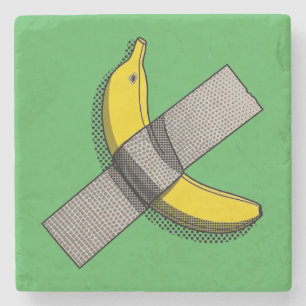 Porta-copo De Pedra Banana da Pop Art e Gráfico de Fita Adesiva com Me