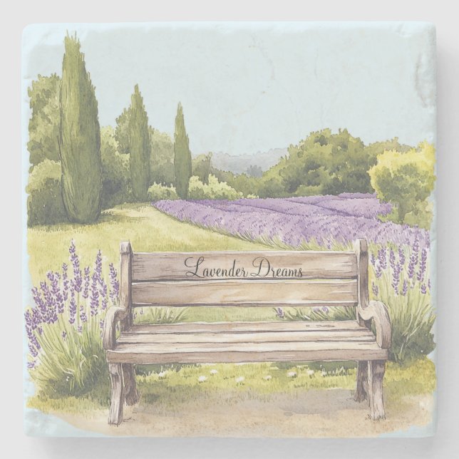 Porta-copo De Pedra Banco Sonhos de Lavanda (Frente)