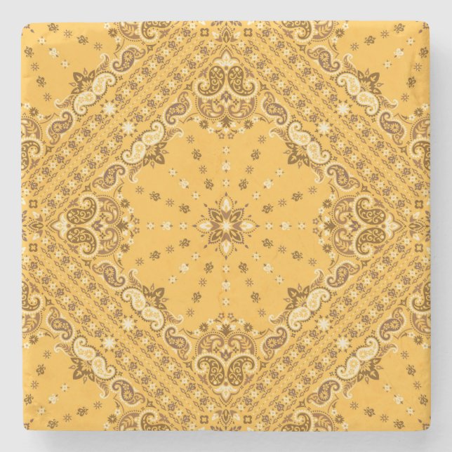 Porta-copo De Pedra Bandana Boho: Paisley Impressão Revival (Frente)