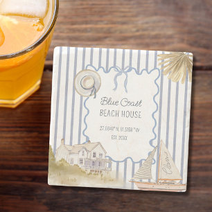 Porta-copo De Pedra Bandas Azuis Costeiras da Casa da Praia