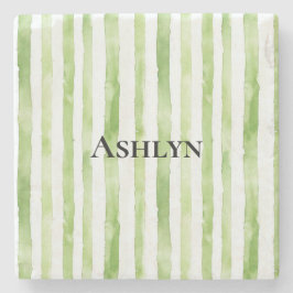 Porta-copo De Pedra Bandas brancas tropicais verdes