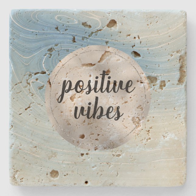 Porta-copo De Pedra Bandas de Ombre Azul (Frente)