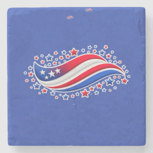 Porta-copo De Pedra Bandeira Americana Ondulada Patriótica com Estrela