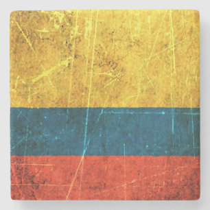 Porta-copo De Pedra Bandeira colombiana riscada e vestida do vintage