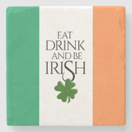 Porta-copo De Pedra Bandeira Coma Beba e Seja Irlandês Shamrock
