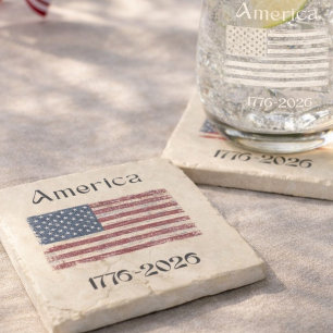 Porta-copo De Pedra Bandeira da América de 1776 a 2026 Aniversário de