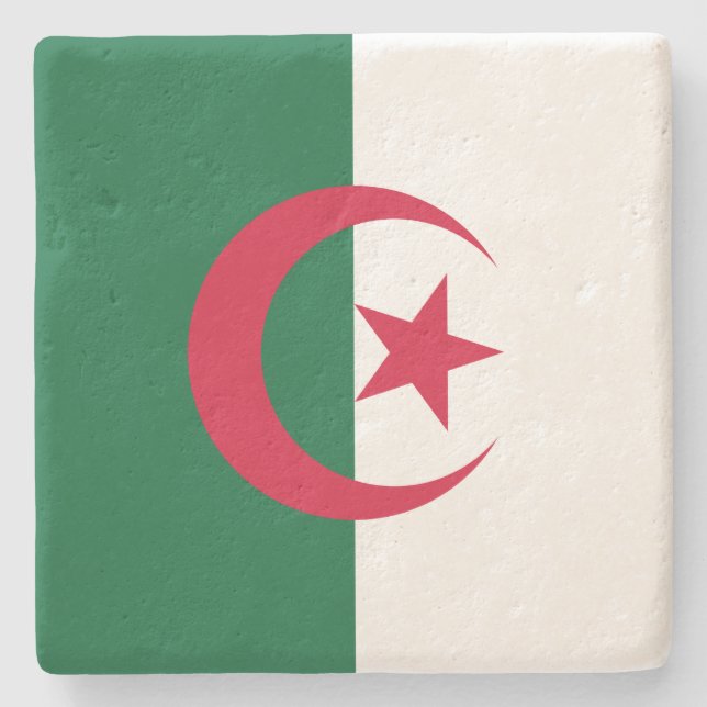 Porta-copo De Pedra Bandeira da Argélia (Frente)