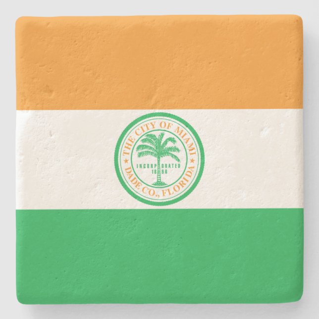Porta-copo De Pedra Bandeira da cidade de Miami (Flórida) (Frente)