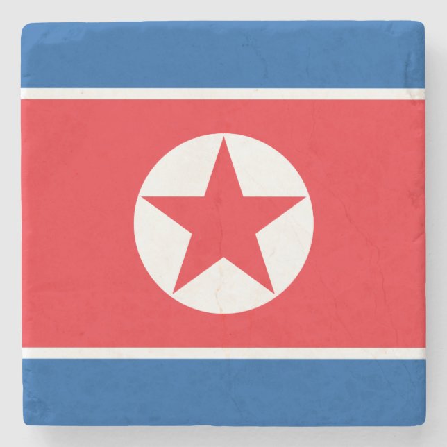 Porta-copo De Pedra Bandeira da Coreia do Norte (Frente)
