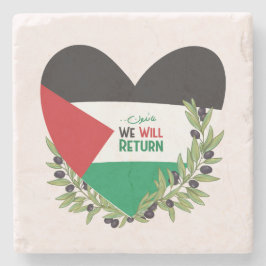 Porta-copo De Pedra Bandeira da Palestina e Ramos Olivais