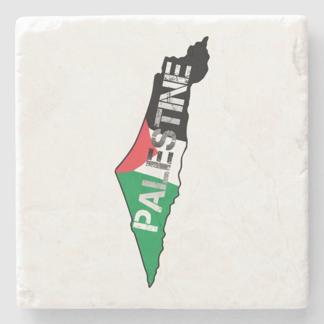 Porta-copo De Pedra Bandeira da Palestina Livre no Mapa Palestino (Frente)