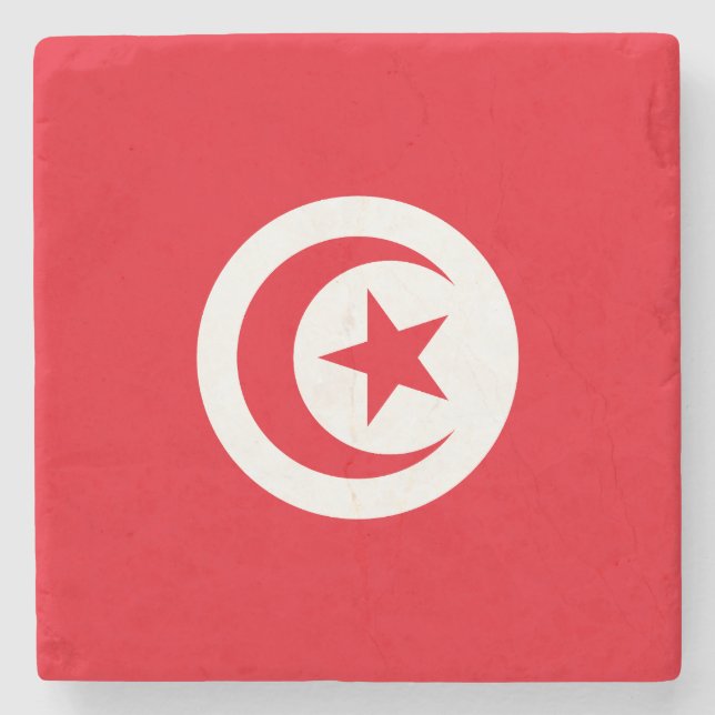 Porta-copo De Pedra Bandeira da Tunísia (Frente)