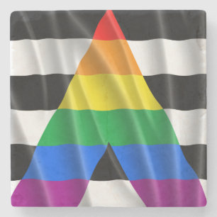 Porta-copo De Pedra bandeira de aliado heterossexual com design ondula