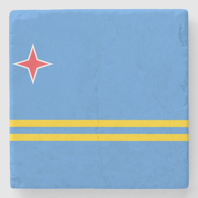Porta-copo De Pedra Bandeira de Aruba (Frente)