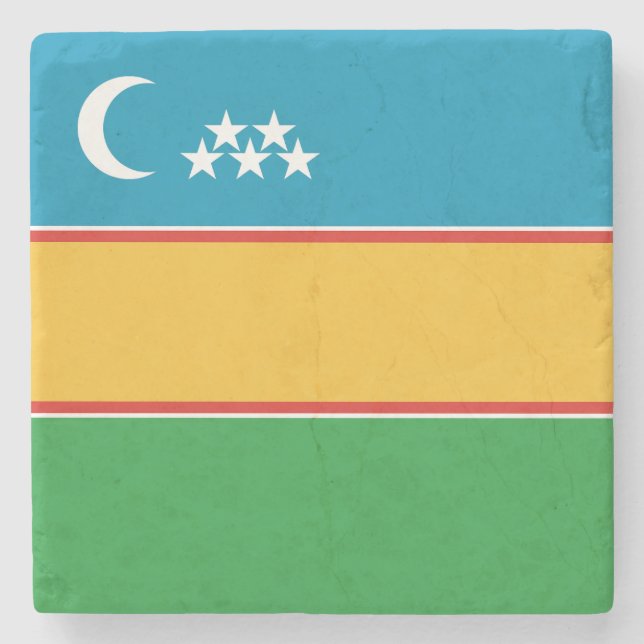 Porta-copo De Pedra Bandeira de Karakalpakstan (Frente)