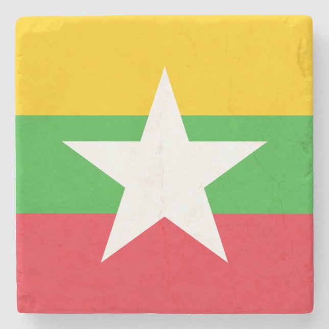 Porta-copo De Pedra Bandeira de Myanmar (Frente)