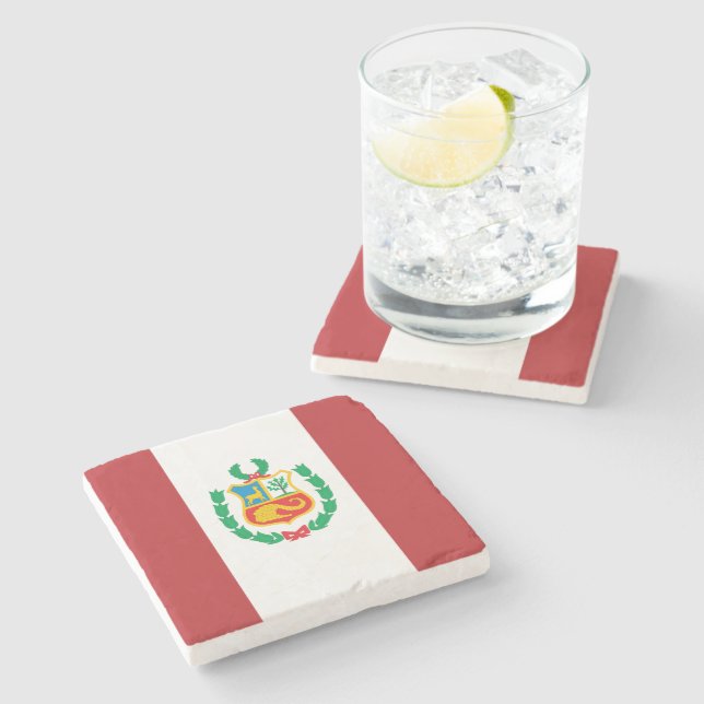 Porta-copo De Pedra Bandeira de Peru (Lateral)