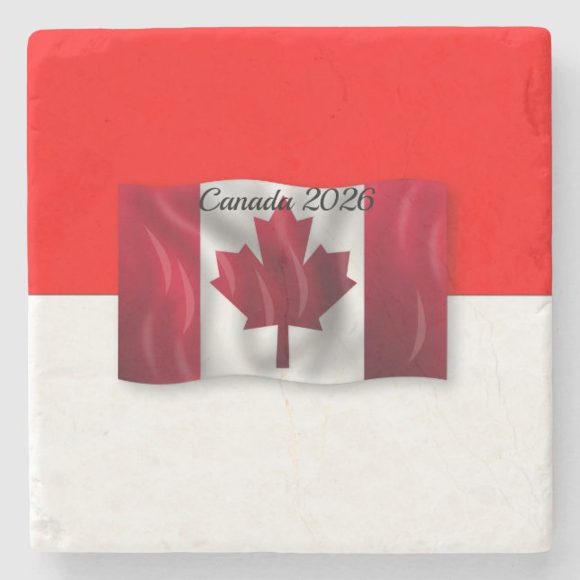 Porta-copo De Pedra Bandeira do Canadá (Frente)