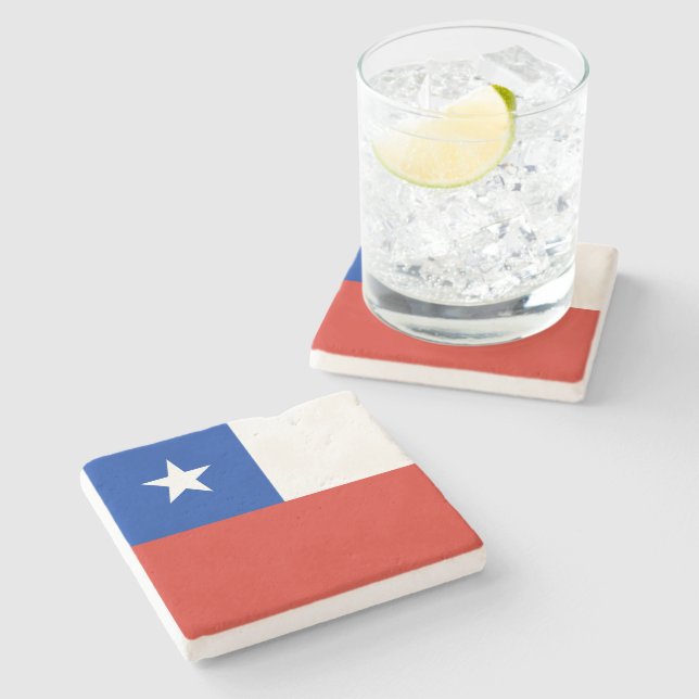 Porta-copo De Pedra Bandeira do Chile (Lateral)