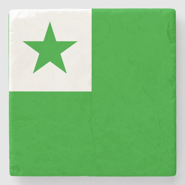 Porta-copo De Pedra Bandeira do Esperanto (Frente)