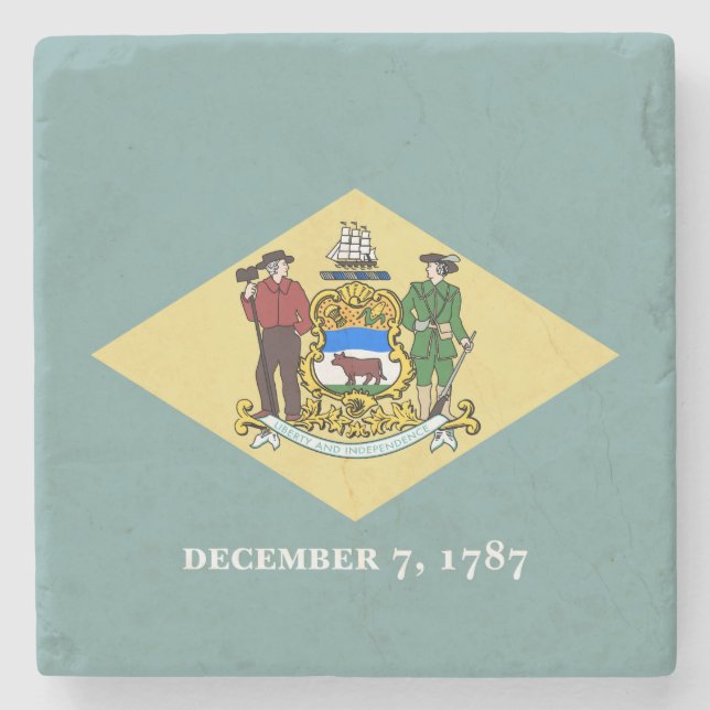 Porta-copo De Pedra Bandeira do Estado de Delaware (Frente)
