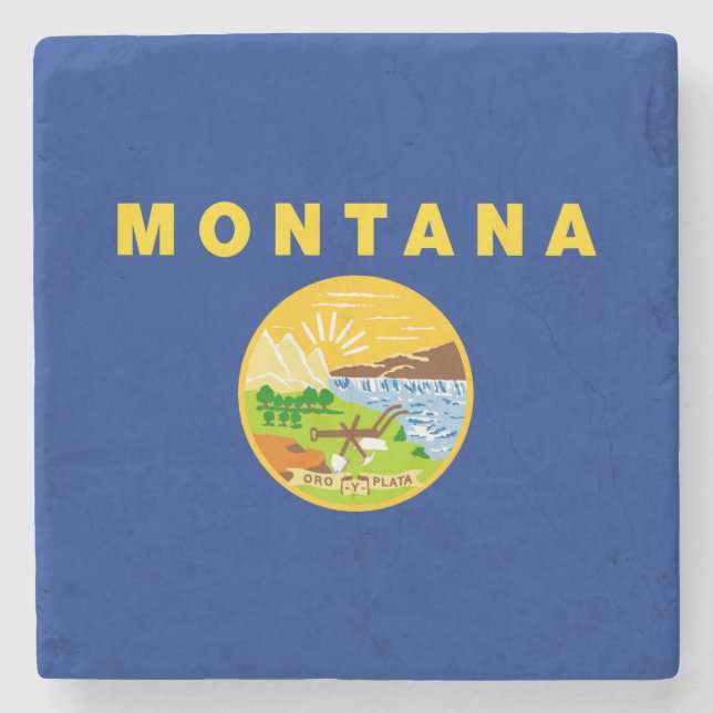 Porta-copo De Pedra Bandeira do Estado de Montana (Frente)