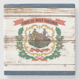 Porta-copo De Pedra Bandeira do Estado de Wooden West Virginia