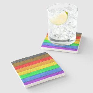Porta-copo De Pedra Bandeira do orgulho gay inclusivo de SlipperyJoe t