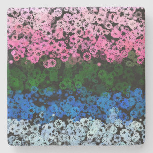 Porta-copo De Pedra Bandeira do Orgulho Omniromântico Floral Fofo Retr